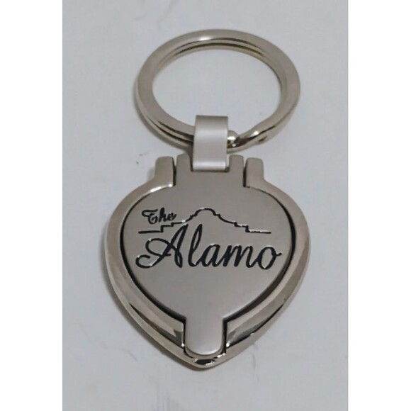 SAN ANTONIO TEXAS THE ALAMO HEART SHAPED STAINLESS PICTURE LOCKET KEYCHAIN - Picture 1 of 3
